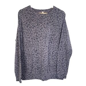 Athleta Pure Luxe Grey Black Leopard Lightweight Soft Sweatshirt‎ Womens Size S